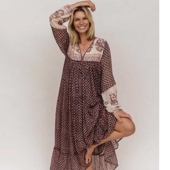 Daughters of India Dresses & Skirts - Daughters of India Rooh Maxi Dress Brown Boho Sz XS